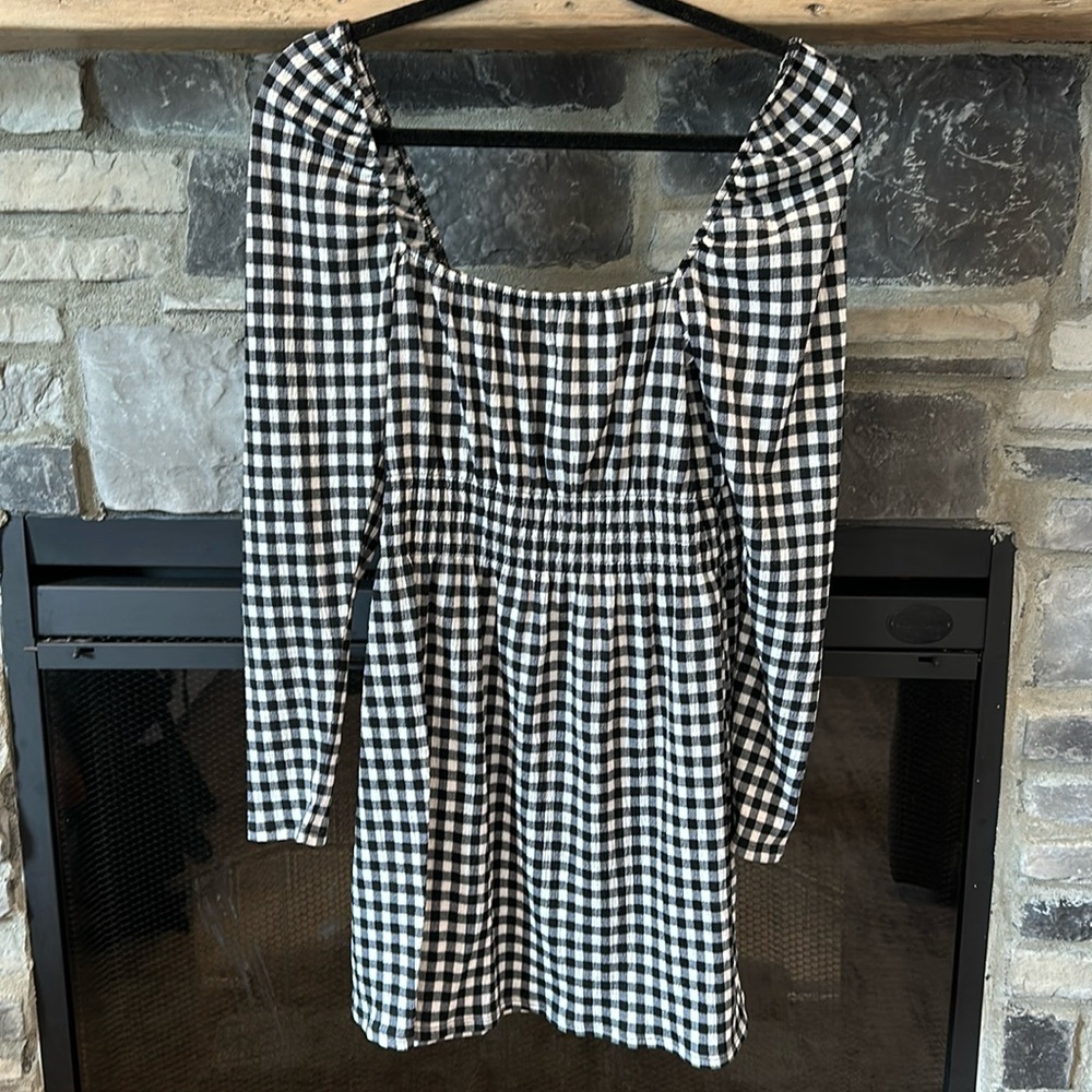 NWT gingham black and white mini dress.
